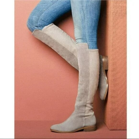 Sole Society Calypso Knee High Boots Suede Leather Gray Women’s Size 7 - Picture 10 of 10